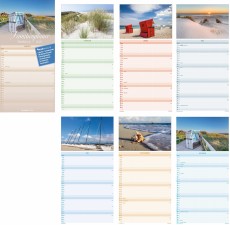 ALPHA Familienkalender Seeblick  - 22 x 45 cm, 5 Spalten Familienkalender 2025 1 Monat / 1 Seite