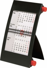 RIDO 3-Monats-Kalender - 18,3 x 11 cm, schwarz/rot Tischkalender 2025 und Folgejahr 18,5 cm 11 cm