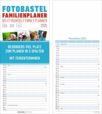 ALPHA Foto-Bastelkalender Do-it Yourself Familienplaner - 21 x 45 cm, 5 Spalten mit Ferienterminen 5