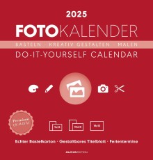 ALPHA Foto-Bastelkalender Do-it Yourself - 21 x 22 cm, rot Bastelkalender 2025 1 Monat / 1 Seite rot