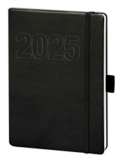 BSB Buchkalender V-book - A5, 1 Woche / 2 Seiten, Kunstleder, schwarz Buchkalender 2025 schwarz