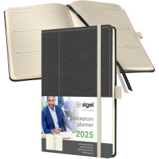 SIGEL Buchkalender Conceptum - 1 Woche / 2 Seiten, ca. A5, Hardcover, Casual grey-white Wochenplaner