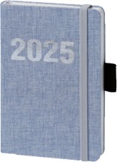 BSB Buchkalender V-book - A6, 1 Woche / 2 Seiten, Leinenoptik, hellblau Buchkalender 2025 hellblau