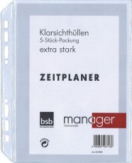 BSB Ersatzhülle Manager - A5, 5er Pack, extra stark Kalendereinlagen Klarsichthüllen A5 14,5 cm