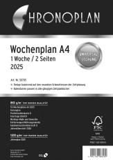 CHRONOPLAN Ersatzkalendarium Wochenplan - A4, 1 Woche / 2 Seiten Saisonartikel Kalendarium 2025 A4