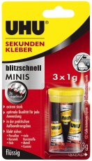 UHU Sekundenkleber blitzschnell MINIS flüssig - 3x 1 g Sekundenkleber 3 Tuben à 1 g