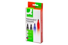 Q-CONNECT Permanentmarker - ca. 2 - 3 mm, 4-er Pack Permanentmarker blau, rot, 2 x schwarz