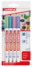 EDDING 4085 Kreidemarker - 1 - 2 mm, 4er Bister, metallic sortiert Kreidemarker 1 - 2 mm Rundspitze