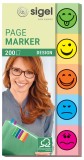 SIGEL Page Marker Design Smile - 50 x 20 mm, sortiert, 5x 20 Streifen Index Marker 50 mm 12 mm