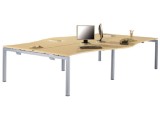 4er Schreibtisch Tischplatten in asymetrischer Wellenform