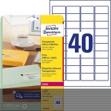 Avery Zweckform® L4770-25 Adress-Etiketten (A4, 1.000 Stück, 45,7 x 25,4 mm) 25 Blatt transparent