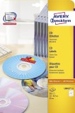 Avery Zweckform® L6043-25 CD-Etiketten, Ø 117 mm, 25 Blatt/50 Etiketten, weiß weiß Ø 117 mm 50