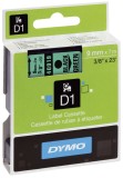Dymo® Schriftband D1 Kunststoff - laminiert, 7 m x 9 mm, Schwarz/Grün Schriftband Standardetikett