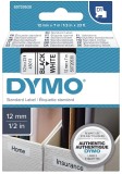 Dymo® Schriftband D1 Kunststoff - laminiert, 7 m x 12 mm, Schwarz/Weiß Schriftband Standardetikett