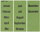 Leitz 1530 Inhaltsschild Monatsnamen, selbstklebend, 120 Stück, grün Inhaltsschilder grün 60 mm