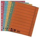 Q-Connect® Trennblätter durchgefärbt - A4 Überbreite, sortiert (5 Farben), 100 Stück (5x20)