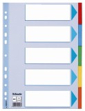 Esselte Register - blanko, Karton, A4, 5 Blatt, weiß, farbige Taben volldeckend Register A4 blanko