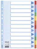 Esselte Register - blanko, Karton, A4, 12 Blatt, weiß, farbige Taben volldeckend Register A4 blanko