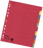 Falken Zahlenregister - 1-10, Karton farbig, A4, 5 Farben, gelocht mit Orgadruck volldeckend blanko