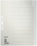 Leitz 1222 Register - Tauenpapier, blanko, A4 Überbreite, 12 Blatt, grau volldeckend Register