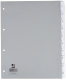 Q-Connect® Register - blanko, PP, A4 Überbreite, 10 Blatt, grau volldeckend Register blanko 4-fach
