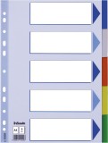 Esselte Register - blanko, A4, PP, 5-teilig + Deckblatt, farbig volldeckend Register A4 blanko