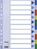Esselte Register - blanko, A4, PP, 10-teilig + Deckblatt, farbig volldeckend Register A4 blanko