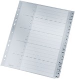 Leitz 1260 Register - A - Z, PP, A4 Überbreite, 20 Blatt, grau volldeckend Register A4 Überbreite