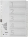 Pagna® Zahlenregister - 1 - 5, Karton, A4, 5 Blatt, weiß volldeckend Register A4 1-5 225 mm