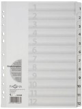 Pagna® Zahlenregister - 1 - 12, Karton, A4, 12 Blatt, weiß volldeckend Register A4 1-12 225 mm