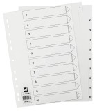 Q-Connect® Zahlenregister - 1 - 10, PP, A4, 10 Blatt, weiß volldeckend Register A4 1-10 225 mm