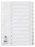 Q-Connect® Zahlenregister - 1 - 12, PP, A4, 12 Blatt, weiß volldeckend Register A4 1-12 225 mm