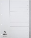 Q-Connect® Zahlenregister - 1 - 10, PP, A4 Überbreite, 10 Blatt, grau volldeckend Register 1-10