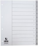 Q-Connect® Zahlenregister - 1 - 12, PP, A4 Überbreite, 12 Blatt, grau volldeckend Register 1-12