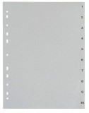 Zahlenregister - 0 - 10, PP, A4, 11 Blatt, grau volldeckend Register A4 11 Blatt, Taben 0-10 225 mm