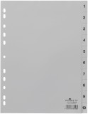 Durable Zahlenregister - PP, 1 - 10, grau, A4, 10 Blatt volldeckend Register A4 1-10 10 Blatt 230 mm