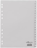 Durable Zahlenregister - PP, 1 - 20, grau, A4, 20 Blatt volldeckend Register A4 1-20 20 Blatt 230 mm