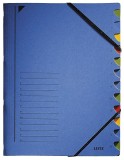 Leitz 3912 Ordnungsmappe - 12 Fächer, A4, Pendarec-Karton (RC), 430 g/qm, blau Ordnungsmappe 12 A4