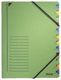 Leitz 3912 Ordnungsmappe - 12 Fächer, A4, Pendarec-Karton (RC), 430 g/qm, grün Ordnungsmappe 12 A4