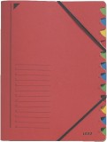 Leitz 3912 Ordnungsmappe - 12 Fächer, A4, Pendarec-Karton (RC), 430 g/qm, rot Ordnungsmappe 12 rot