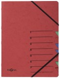 Pagna® Ordnungsmappe EASY - 7 Fächer, A4, Pressspan, 265 g/qm, rot Ordnungsmappe 7 rot A4 Gummizug