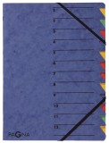 Pagna® Ordnungsmappe EASY - 12 Fächer, A4, Pressspan, 265 g/qm, blau Ordnungsmappe 12 blau A4
