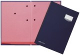 Pagna® Unterschriftsmappe DE LUXE - 20 Fächern, A4, Leinen-Einband, blau dehnbarer Geweberücken