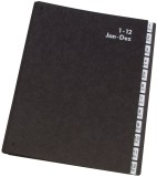 Q-Connect® Pultordner Hartpappe - 1 - 12, 12 Fächer, Farbe schwarz Pultordner 12 1 - 12 schwarz