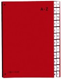 Pagna® Pultordner Color-Einband - Tabe A - Z, 24 Fächer, rot dehnbarer und verstärkter Rücken 24
