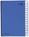 Pagna® Pultordner Color-Einband - Tabe 1 - 31, 32 Fächer, blau dehnbarer und verstärkter Rücken
