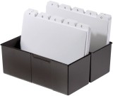 HAN Karteibox DIN A6 quer - für 400 Karten mit Stahlscharnier, schwarz Karteibox unbefüllt schwarz