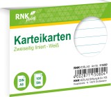 RNK Verlag Karteikarten - DIN A8, liniert, weiß, 100 Karten mit Kopflinie Karteikarten A8 quer
