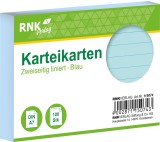 RNK Verlag Karteikarten - DIN A7, liniert, blau, 100 Karten mit Kopflinie Karteikarten A7 quer blau