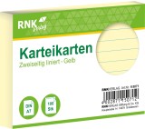 RNK Verlag Karteikarten - DIN A7, liniert, gelb, 100 Karten mit Kopflinie Karteikarten A7 quer gelb